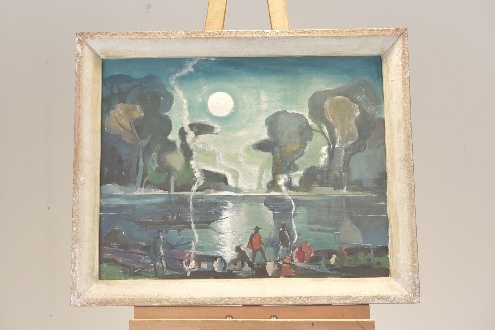 Oil Painting, Indochina, Bruno Bernitz, 1948 photo furniture