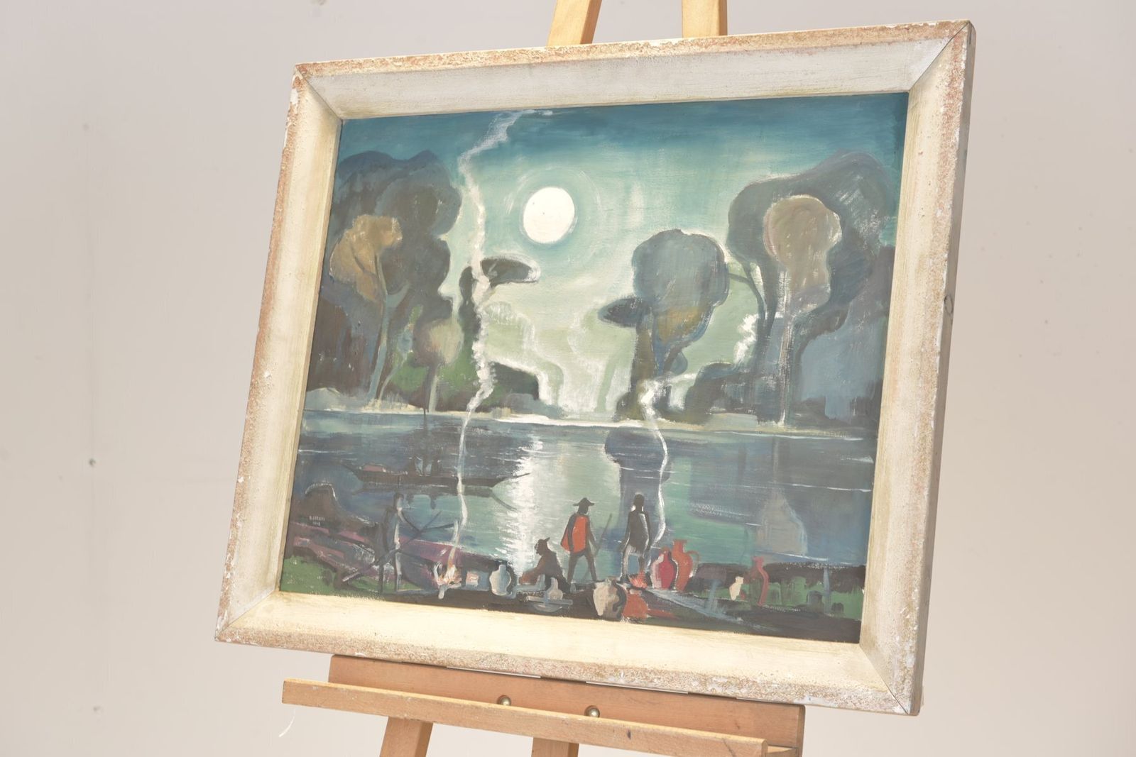 Oil Painting, Indochina, Bruno Bernitz, 1948 photo Art