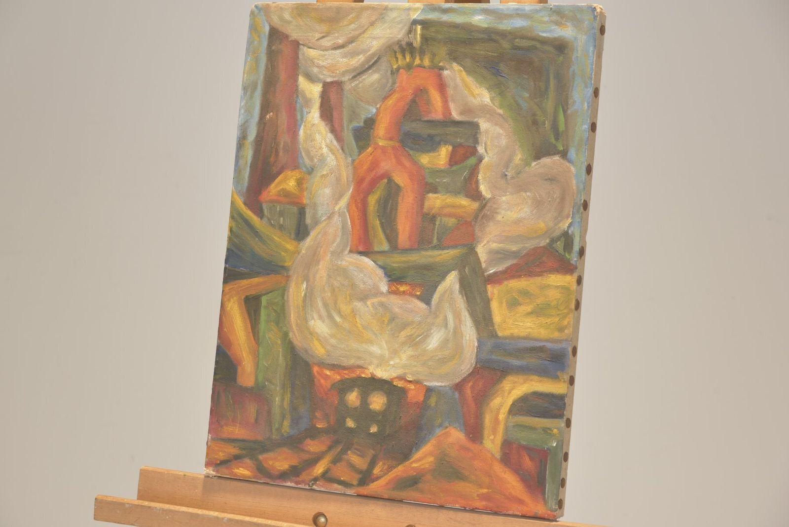Oil Painting, Germany, Around 1925, Locomotive Under Blast Furnace photo furniture
