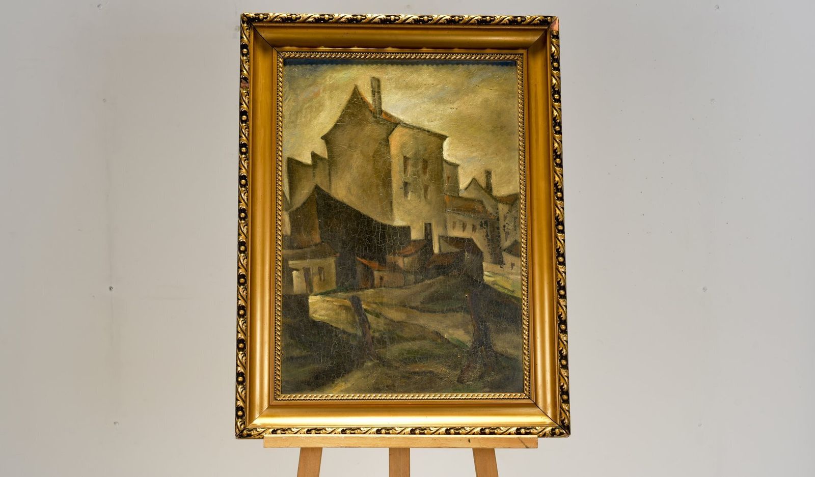 Expressionistic City View Of Berlin Street Scene, 1925, Oil On Cardboard, Framed