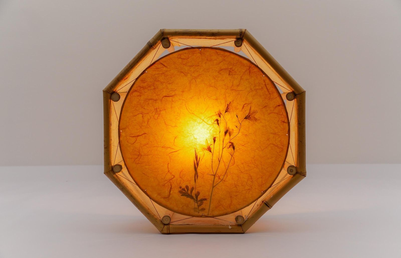 Large Japanese Wall Lamp Made Of Bamboo And Rice Paper, Mid Century Modern 1960s photo Lighting