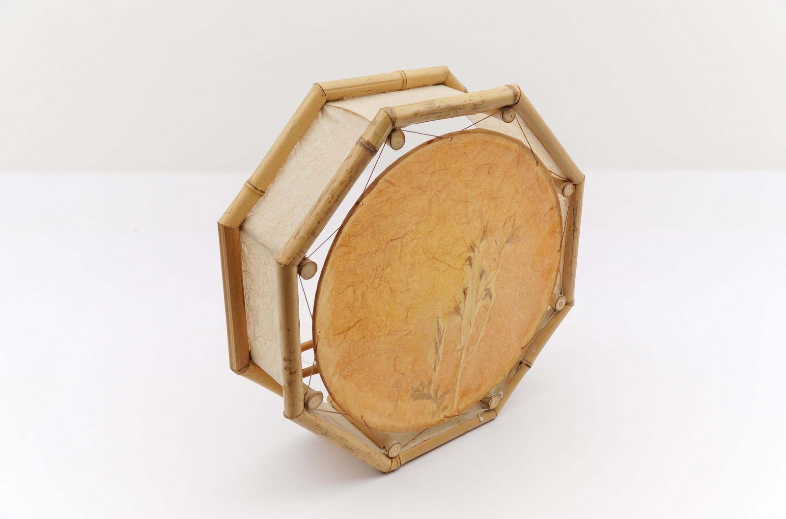 Large Japanese Wall Lamp Made Of Bamboo And Rice Paper, Mid Century Modern 1960s photo vinterior