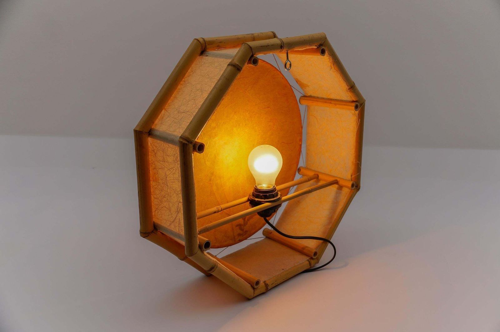 1870.0 Large Japanese Wall Lamp Made Of Bamboo And Rice Paper, Mid Century Modern 1960s photo