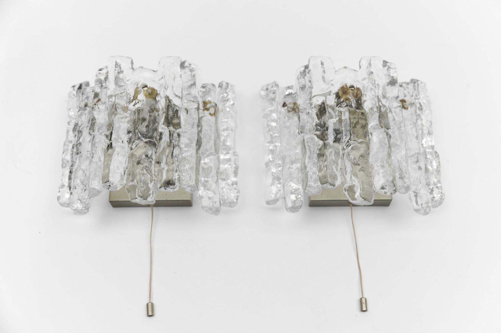 A Pair Of Ice Glass Wall Lights By J.T. Kamlar Franken Kg, 1960s photo 1063.0
