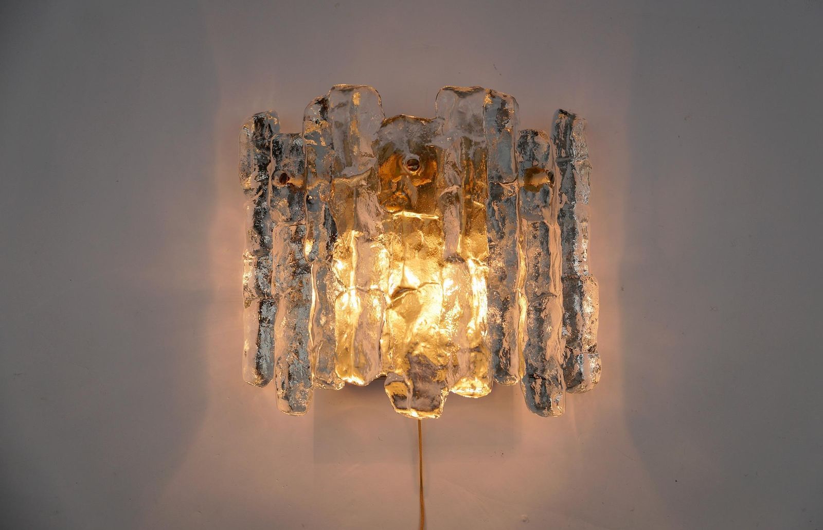 Lighting A Pair Of Ice Glass Wall Lights By J.T. Kamlar Franken Kg, 1960s photo