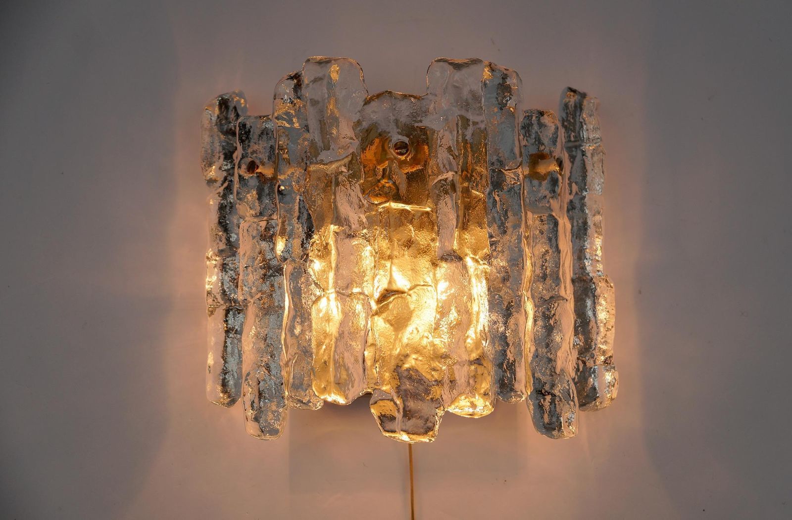 1063.0 A Pair Of Ice Glass Wall Lights By J.T. Kamlar Franken Kg, 1960s photo