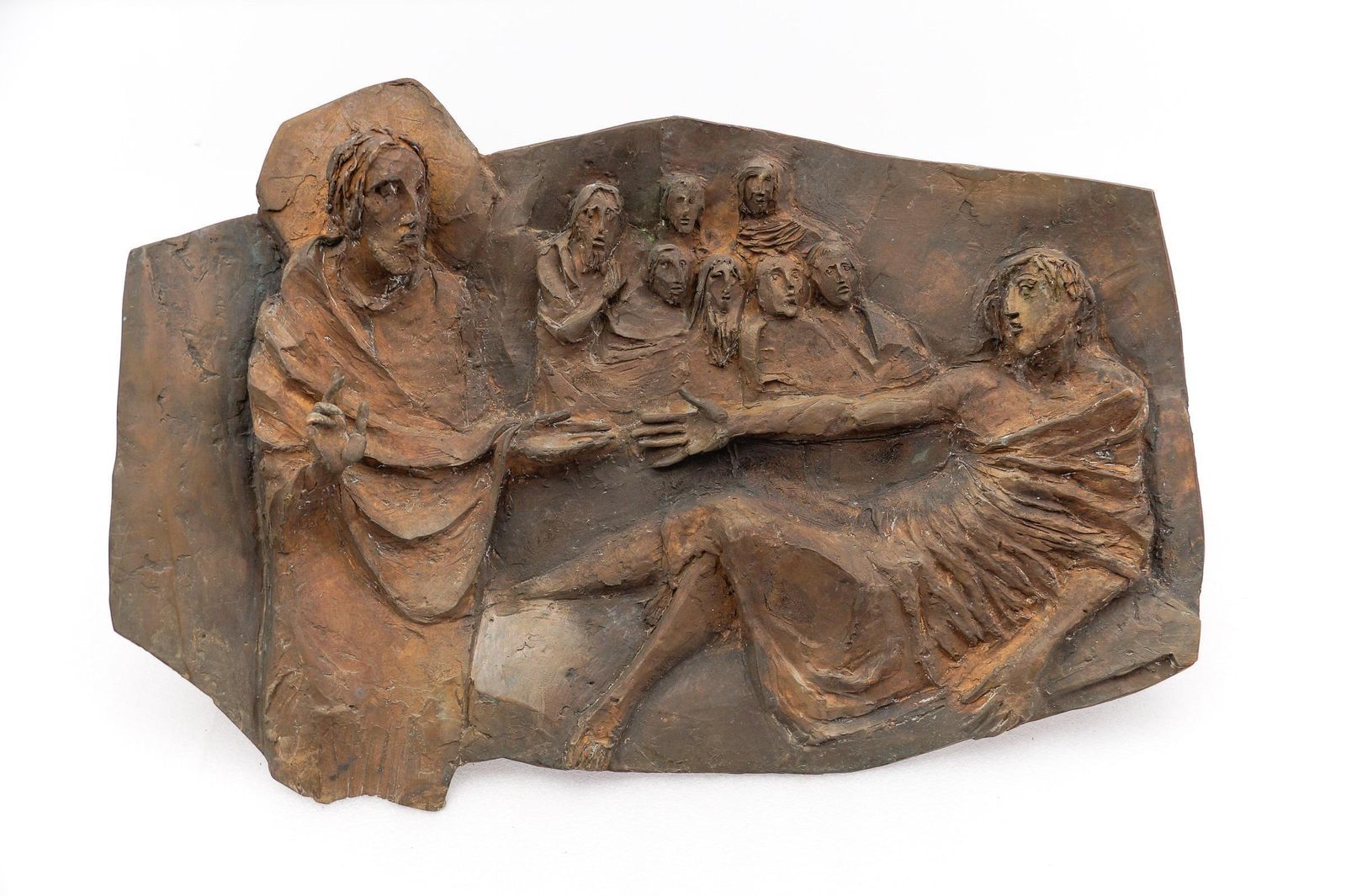 Jesus And The Reclining Man Wall Bronze Plaque From An Eastern European Church photo furniture