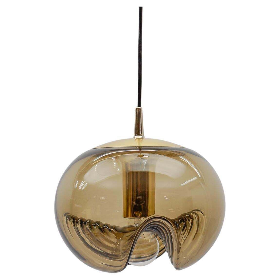 Smoked Glass Lamp "Wave" By Koch & Lowy For Peill & Putzler, 1960s