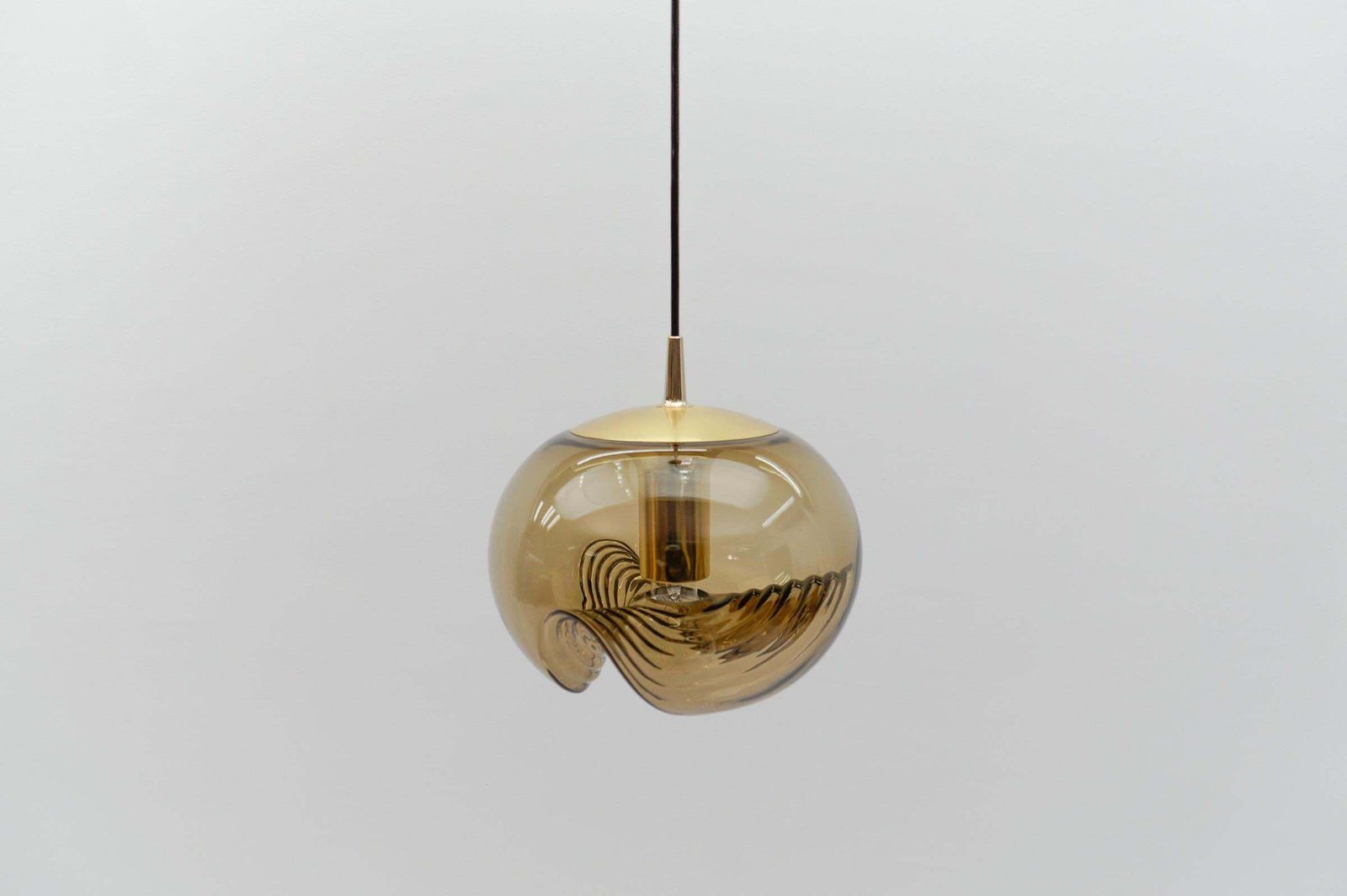Smoked Glass Lamp "Wave" By Koch & Lowy For Peill & Putzler, 1960s photo Lighting