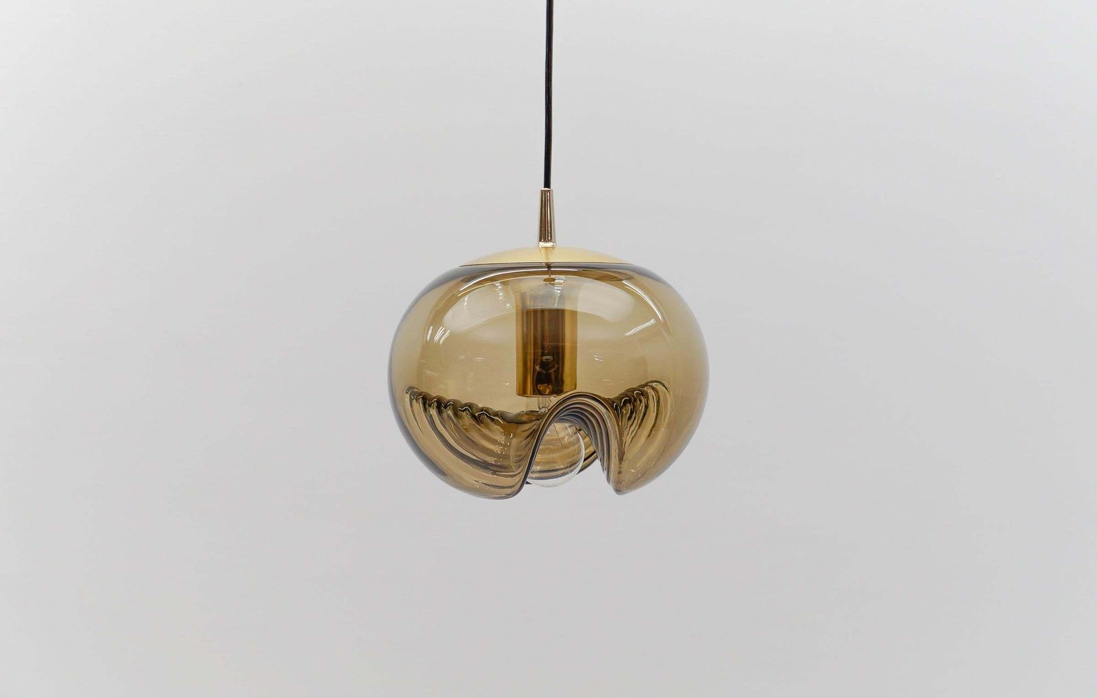 Smoked Glass Lamp "Wave" By Koch & Lowy For Peill & Putzler, 1960s photo 565.0