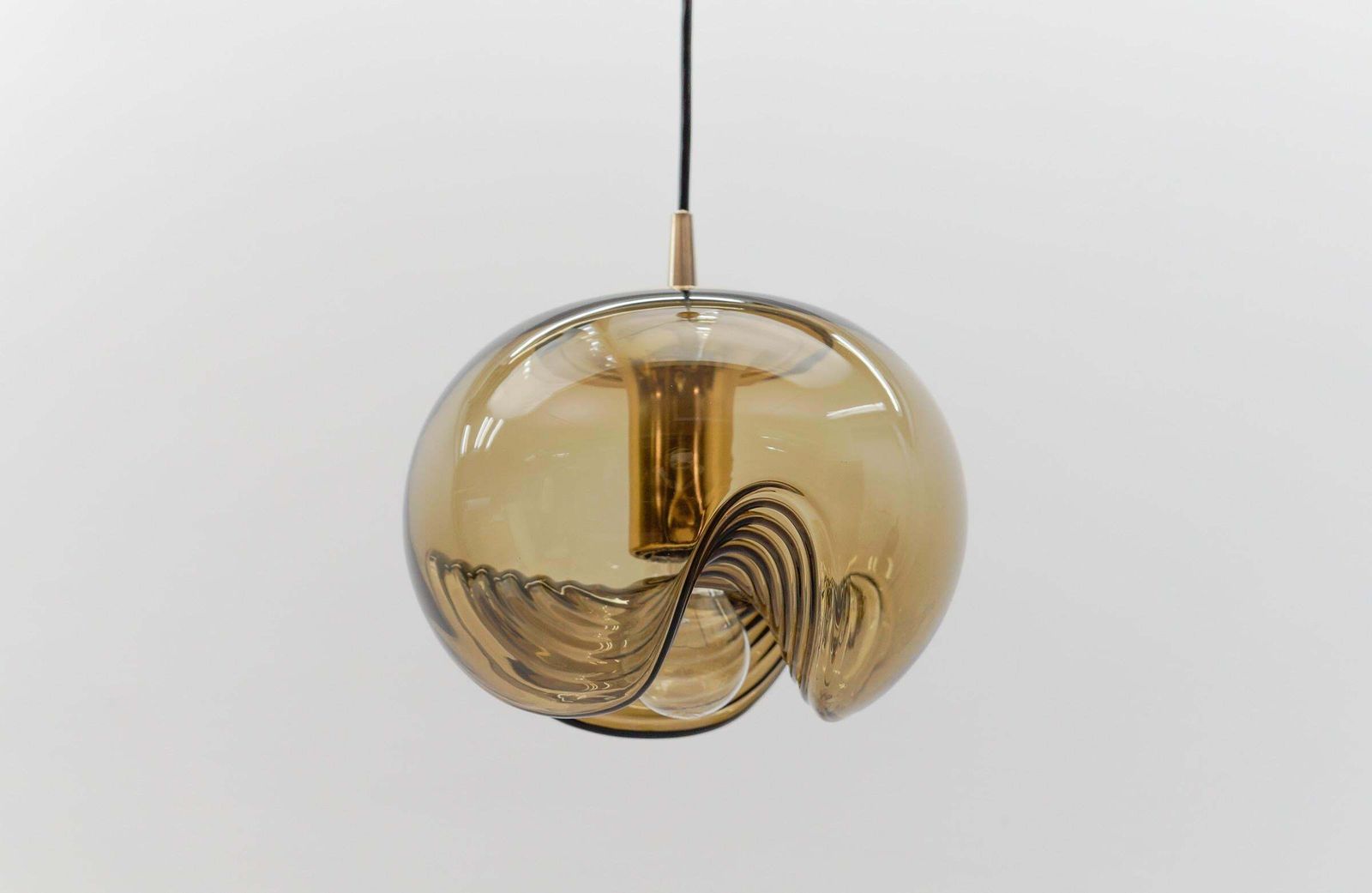 Smoked Glass Lamp "Wave" By Koch & Lowy For Peill & Putzler, 1960s photo buy