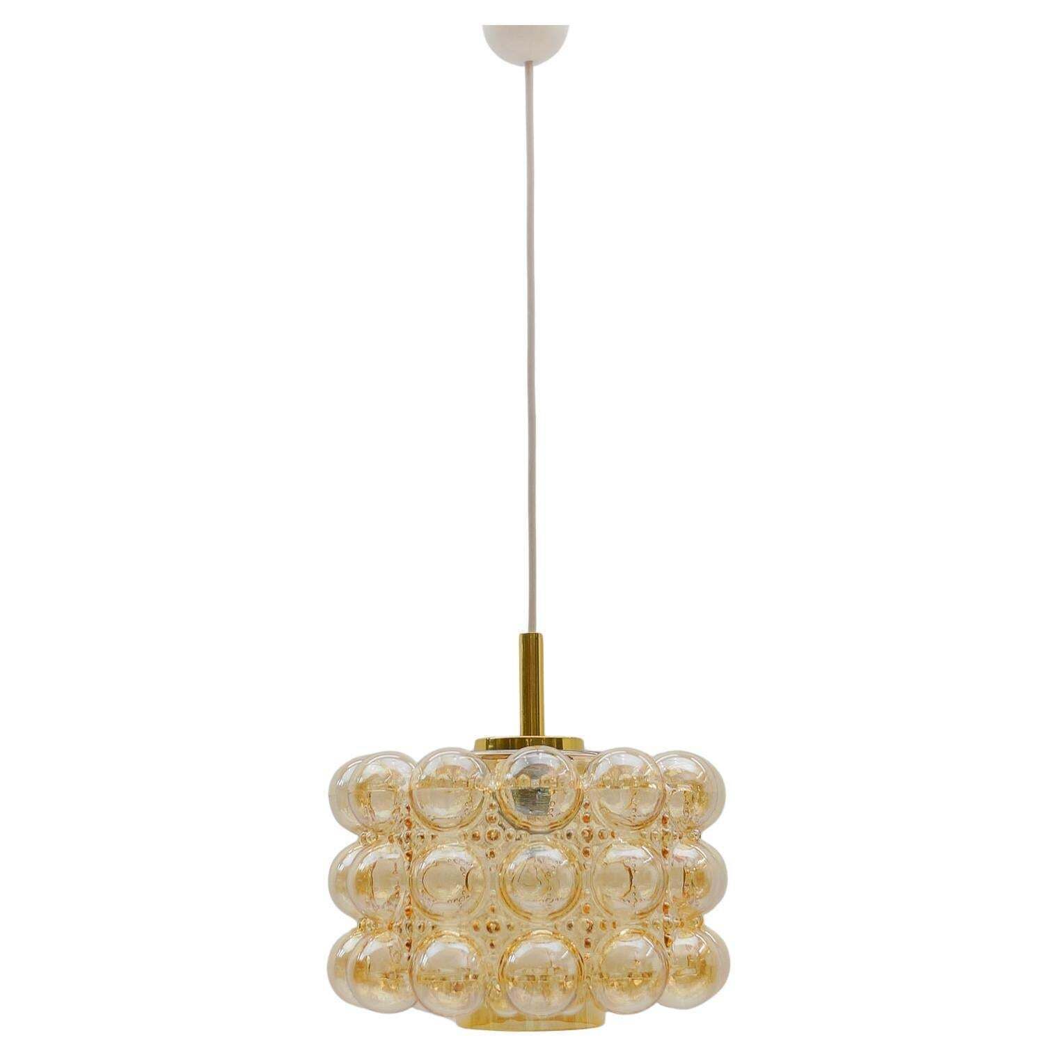 Large Amber Bubble Glass Ceiling Lamp By Helena Tynell, Limburg Germany 1960s