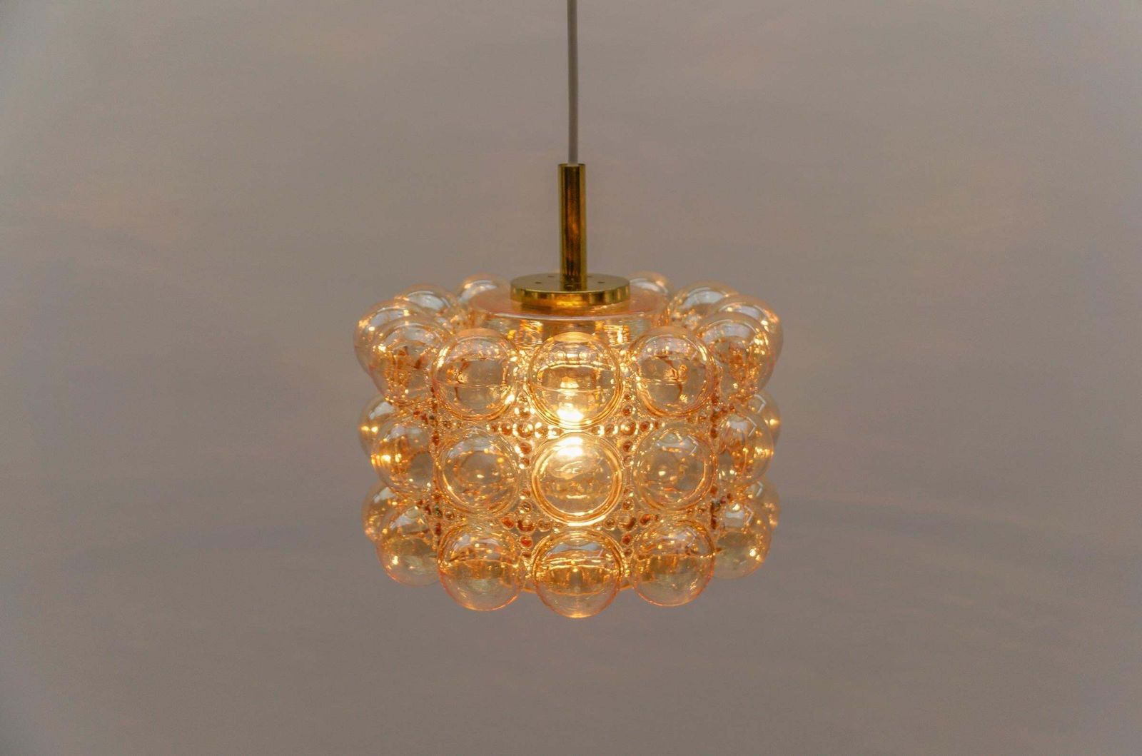 Large Amber Bubble Glass Ceiling Lamp By Helena Tynell, Limburg Germany 1960s photo vinterior