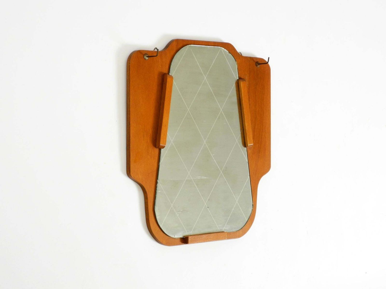 1930s Wall Mirror, Teak And Plywood, Abstract Design, Germany photo furniture