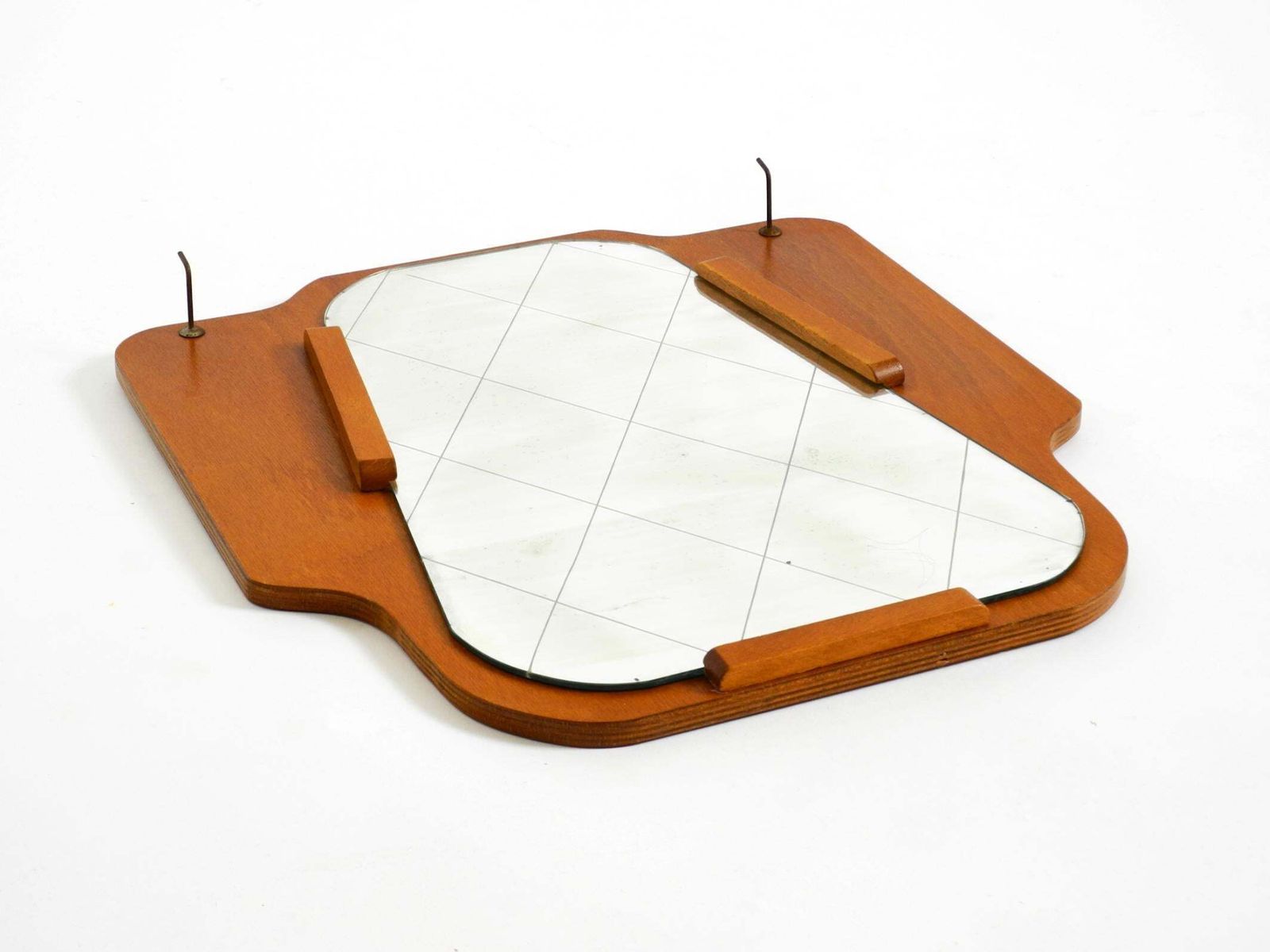 1930s Wall Mirror, Teak And Plywood, Abstract Design, Germany photo 676.0