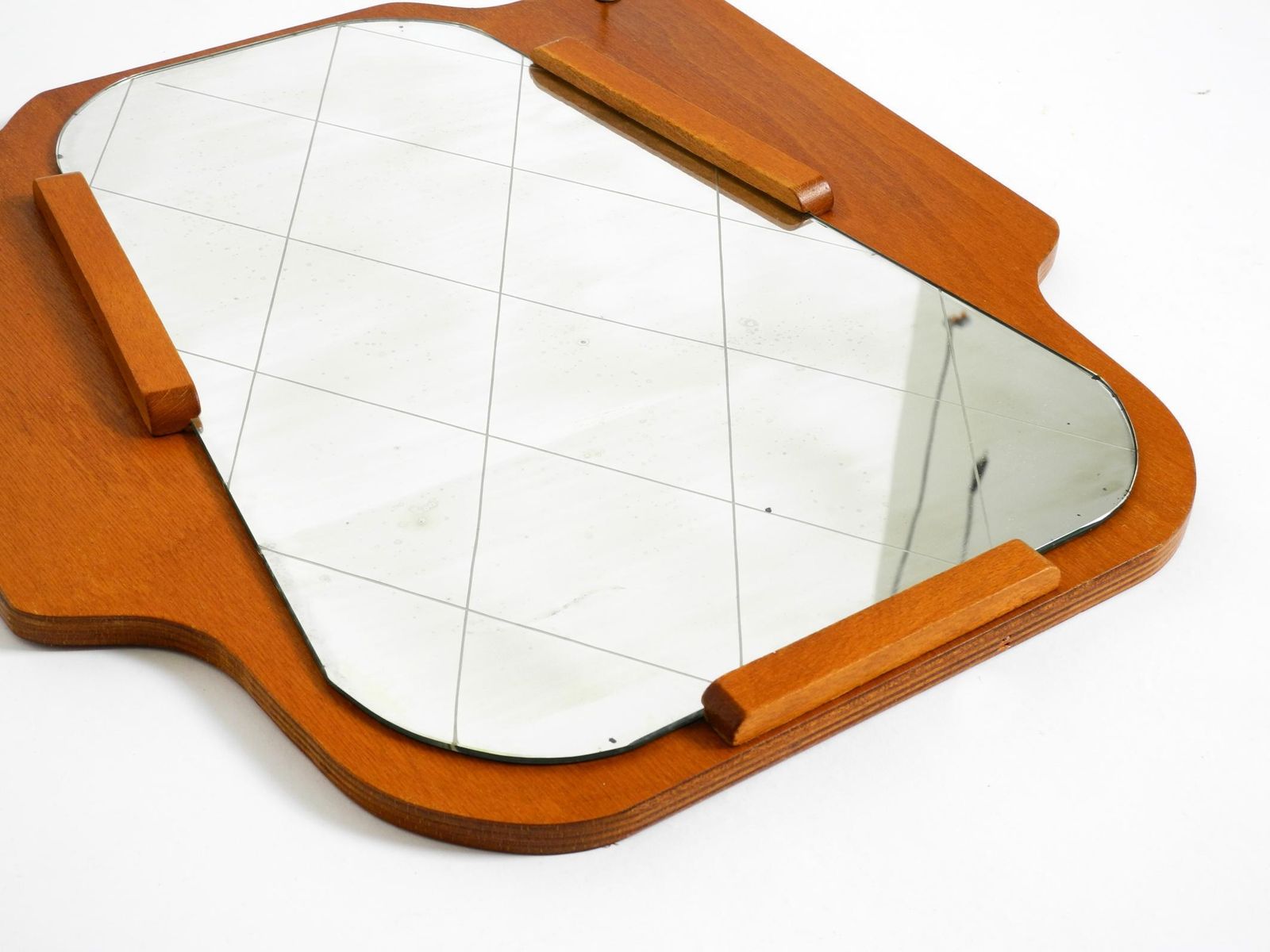 676.0 1930s Wall Mirror, Teak And Plywood, Abstract Design, Germany photo
