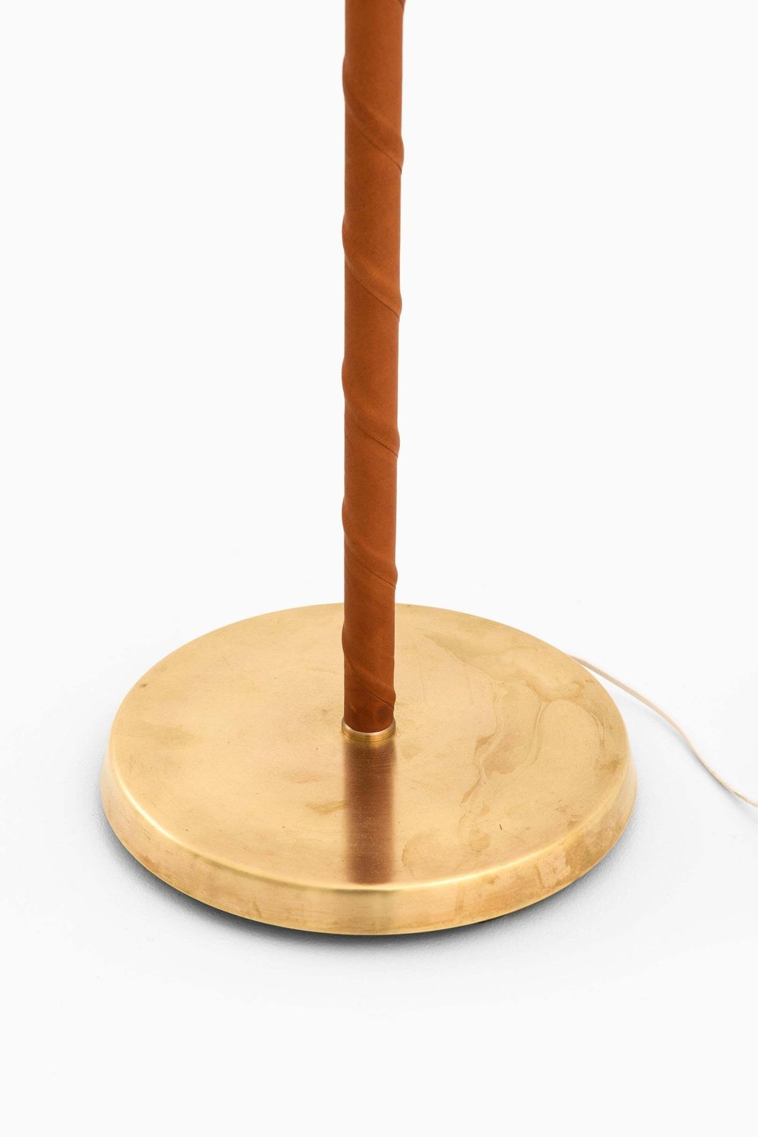 Set Of 2 Floor Lamps In Brass And Leather By Asea, 1950s photo for sale