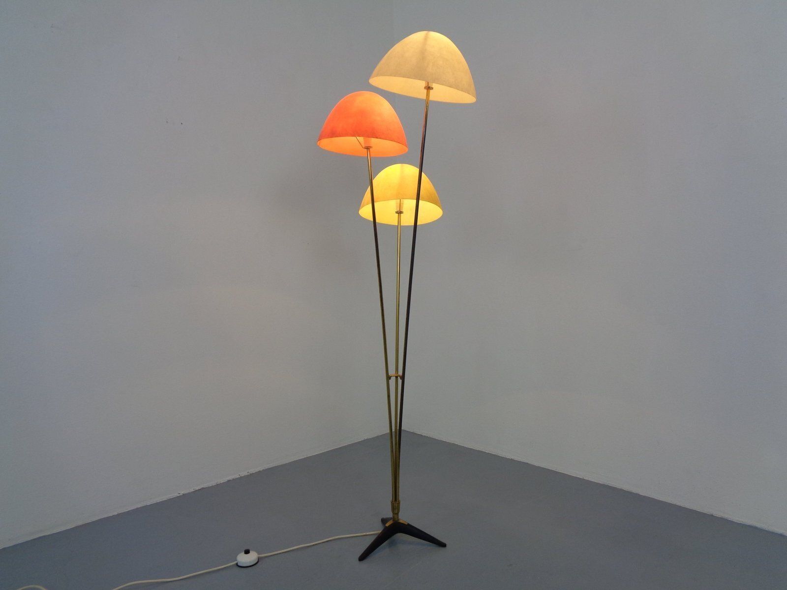 Italian Fiberglass & Brass Floor Lamp, 1950s photo for sale