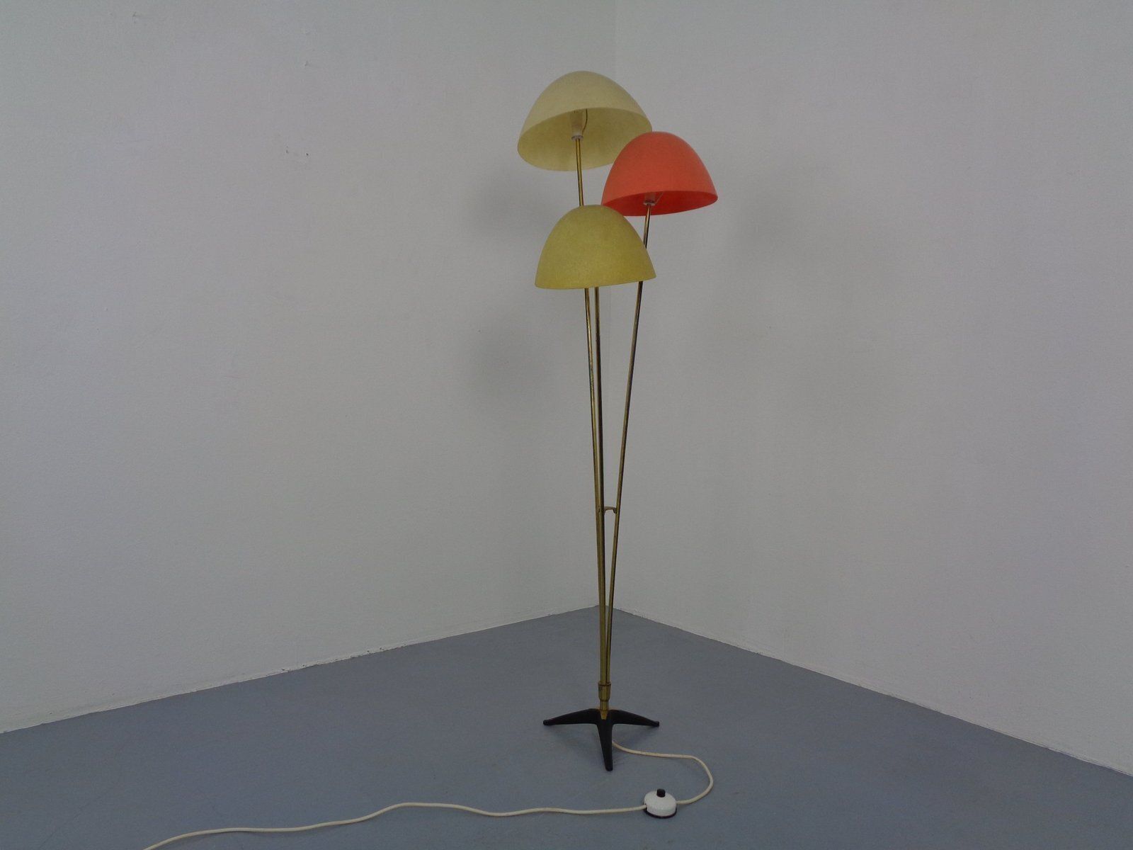 Italian Fiberglass & Brass Floor Lamp, 1950s photo 1721.0