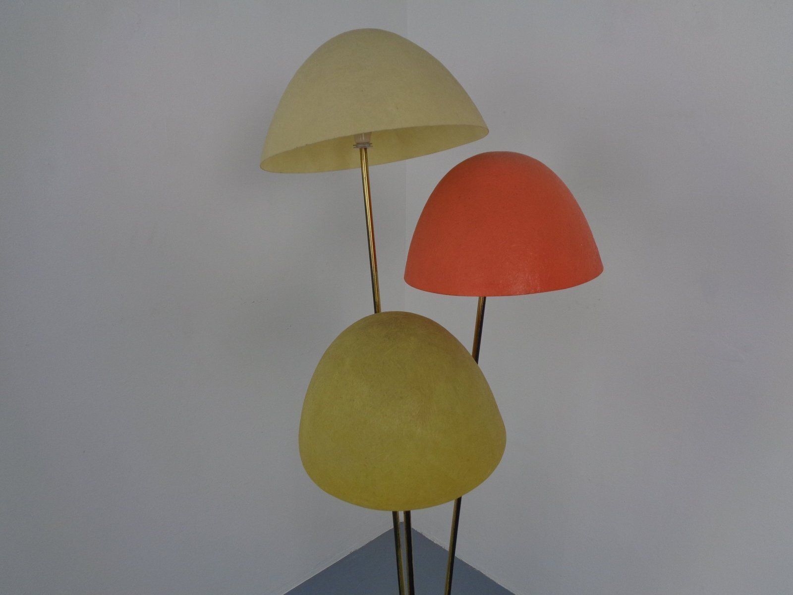 Lighting Italian Fiberglass & Brass Floor Lamp, 1950s photo