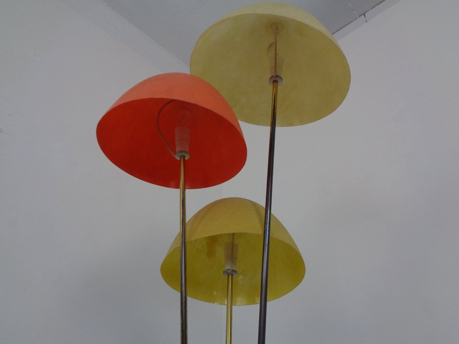 photo vinterior Italian Fiberglass & Brass Floor Lamp, 1950s