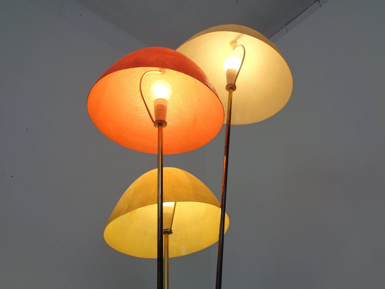 photo vintage Italian Fiberglass & Brass Floor Lamp, 1950s