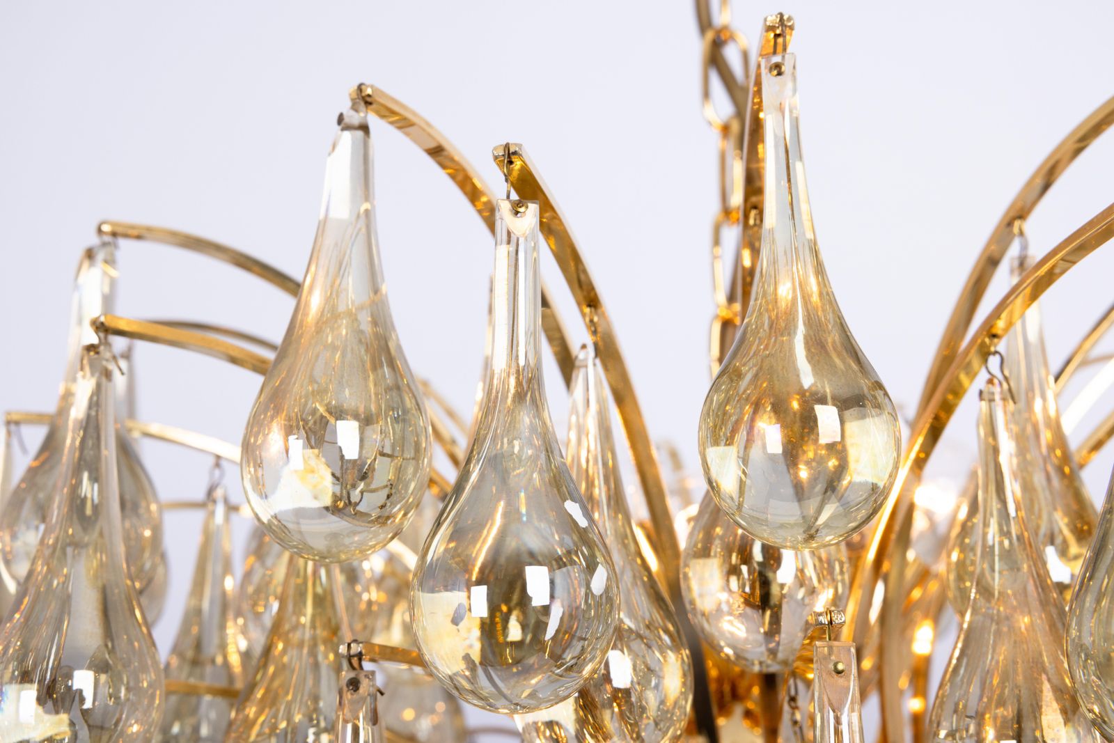 Lighting Large Murano Glass Tear Drop Chandelier, Christoph Palme, Germany, 1970s photo