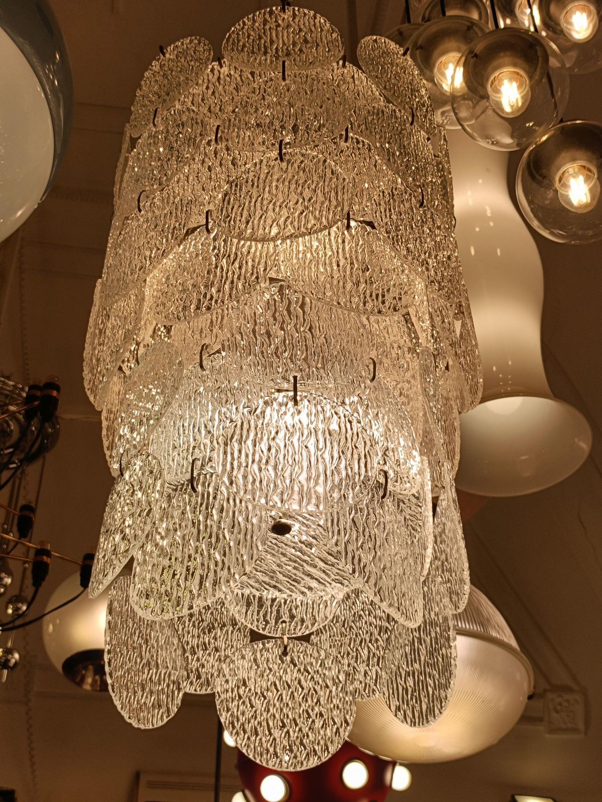 Gino Vistosi "Torcello" Murano Glass Disk Chandelier, Italy 1960s photo buy