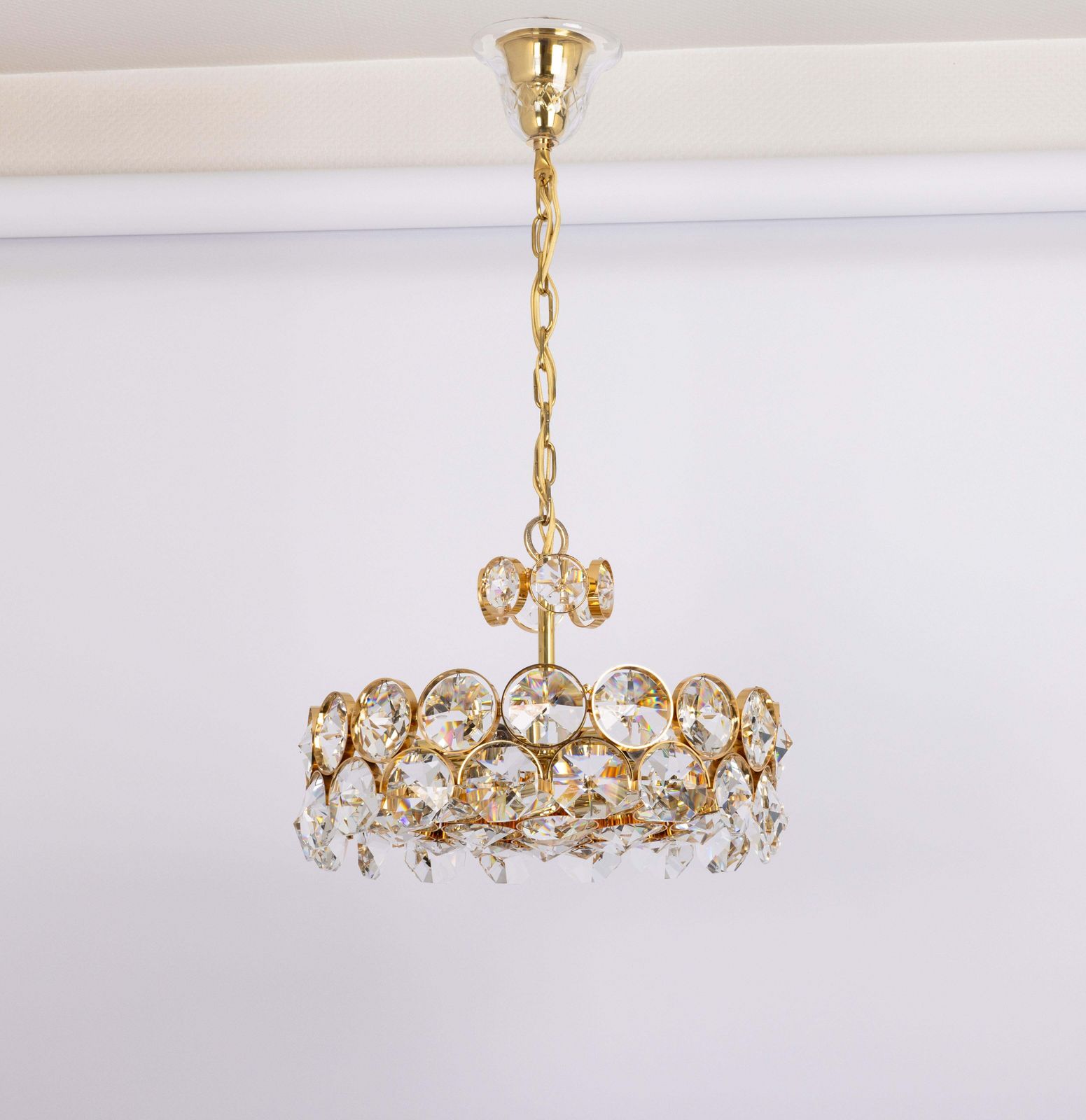 Large Gilt Brass Chandelier, Sciolari Design By Palwa, Germany, 1970s photo furniture