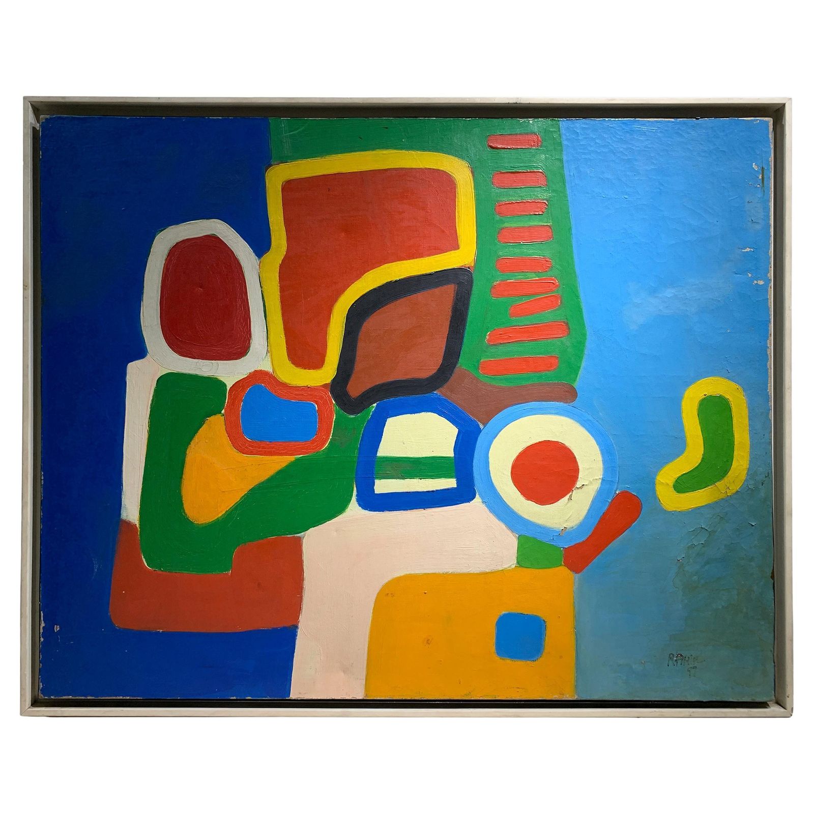 Alain De Cerval Mid Century Modern Style Abstract Oil On Canvas Painting, 1997