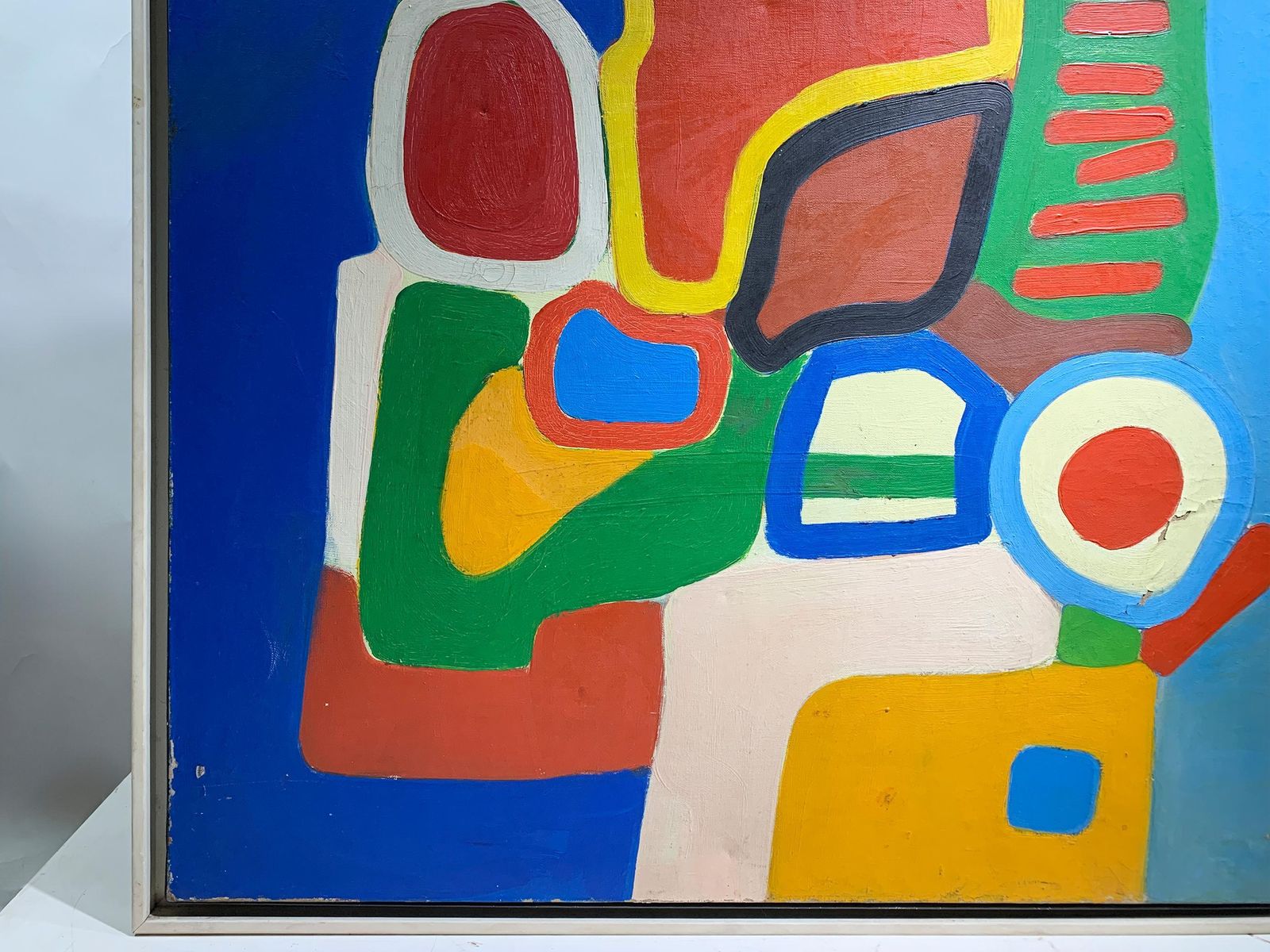 Alain De Cerval Mid Century Modern Style Abstract Oil On Canvas Painting, 1997 photo vinterior