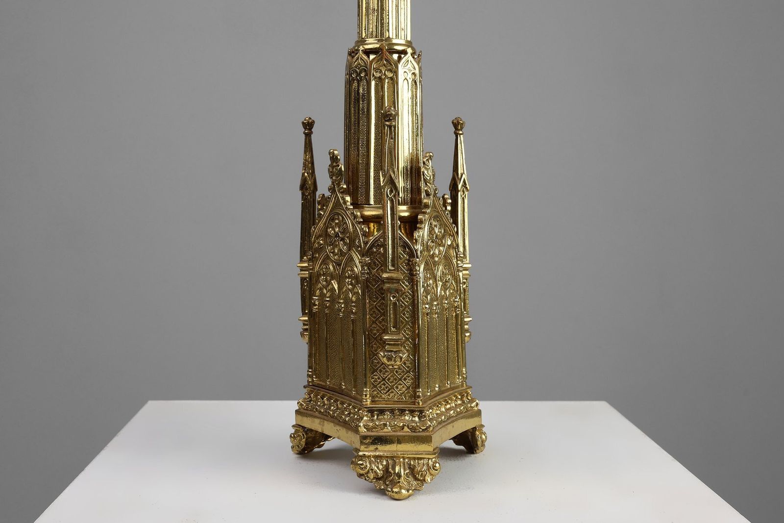 French Neo‑Gothic Copper Church Candleholder, 1880 photo for sale