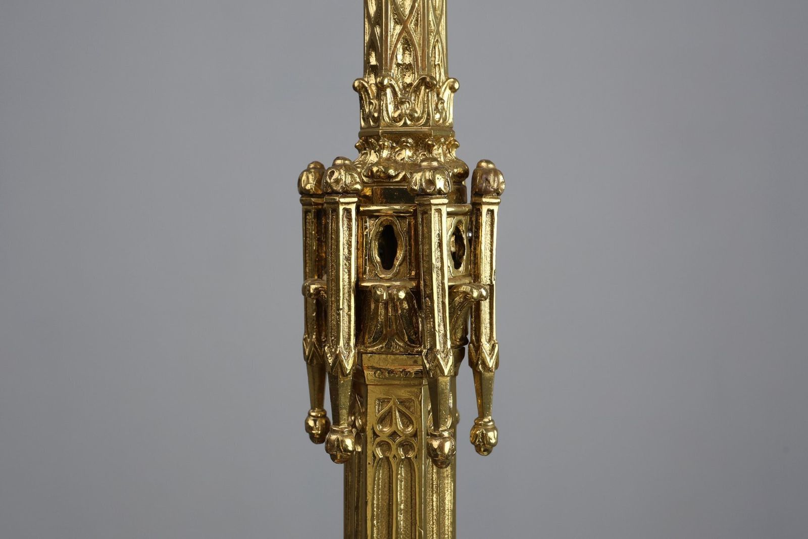 French Neo‑Gothic Copper Church Candleholder, 1880 photo buy