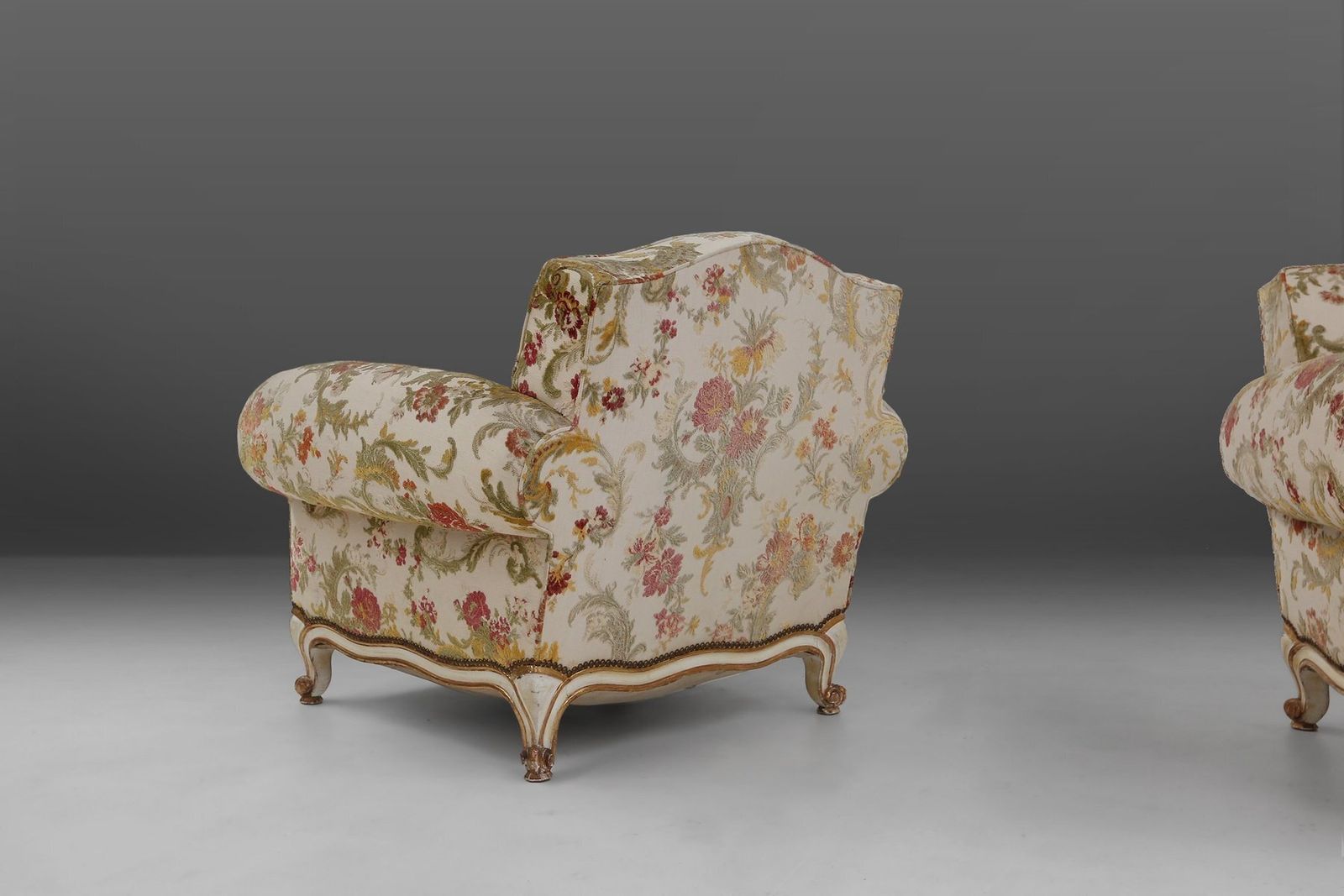 Sculptural Lounge Armchair With Floral Upholstery, France, 1950s photo Furniture