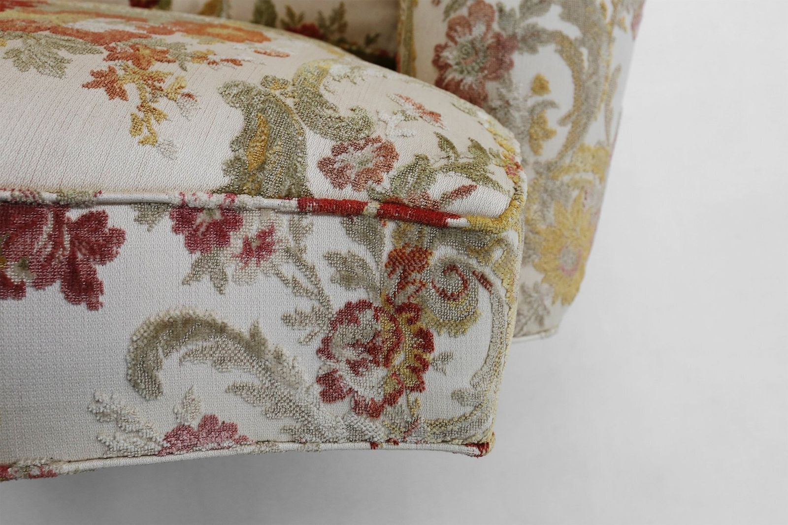 Sculptural Lounge Armchair With Floral Upholstery, France, 1950s photo vinterior