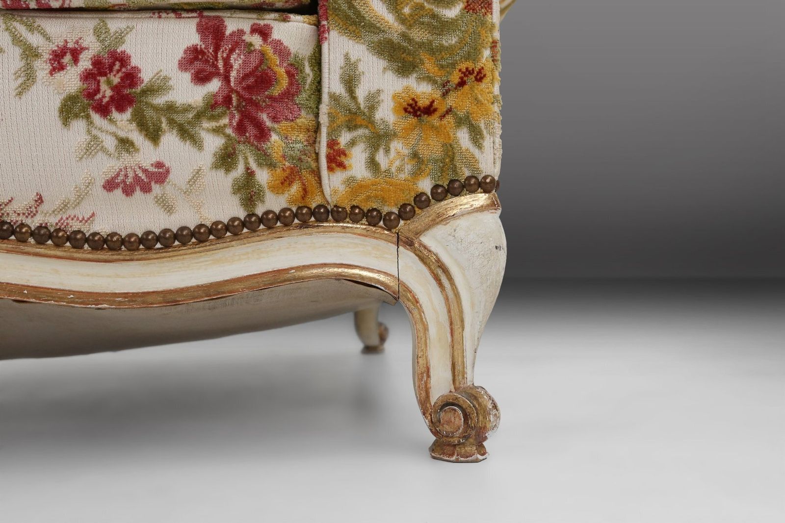 Sculptural Lounge Armchair With Floral Upholstery, France, 1950s photo buy