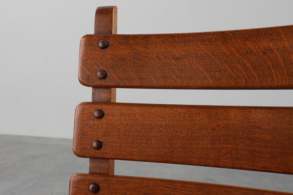 Mid Century Modern Brutalist Oak And Wicker Chairs, 1960s, Set Of 2 photo vinterior