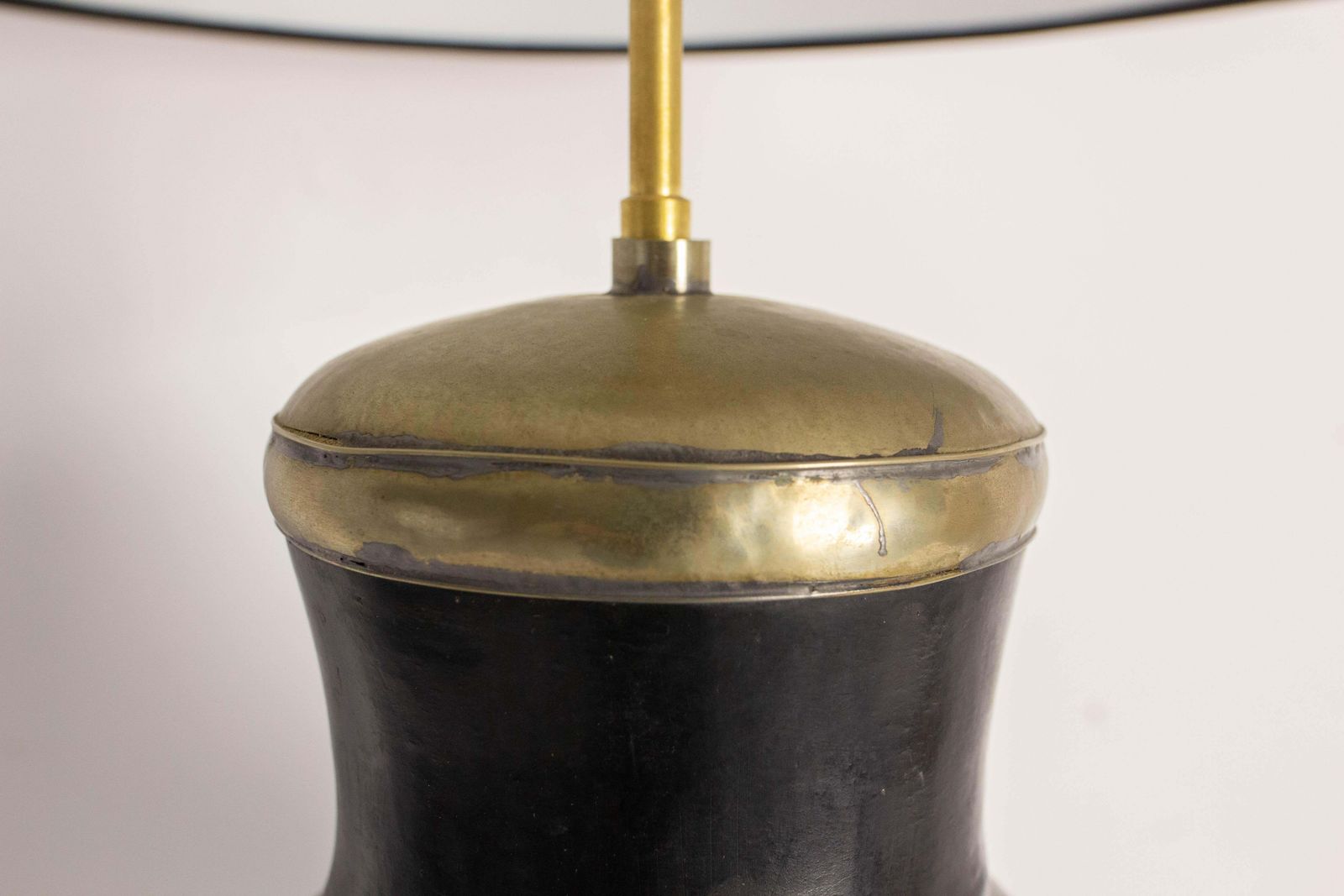 photo furniture Terracotta Tadelakt Finishing Black Table Lamp Circa 1970, Morocco