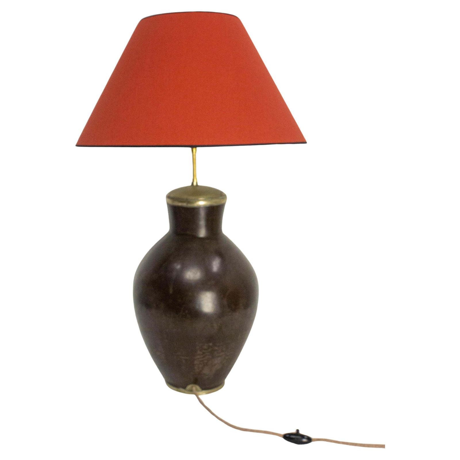 Terracotta Tadelakt Finishing Brown Table Lamp Circa 1970, Morocco