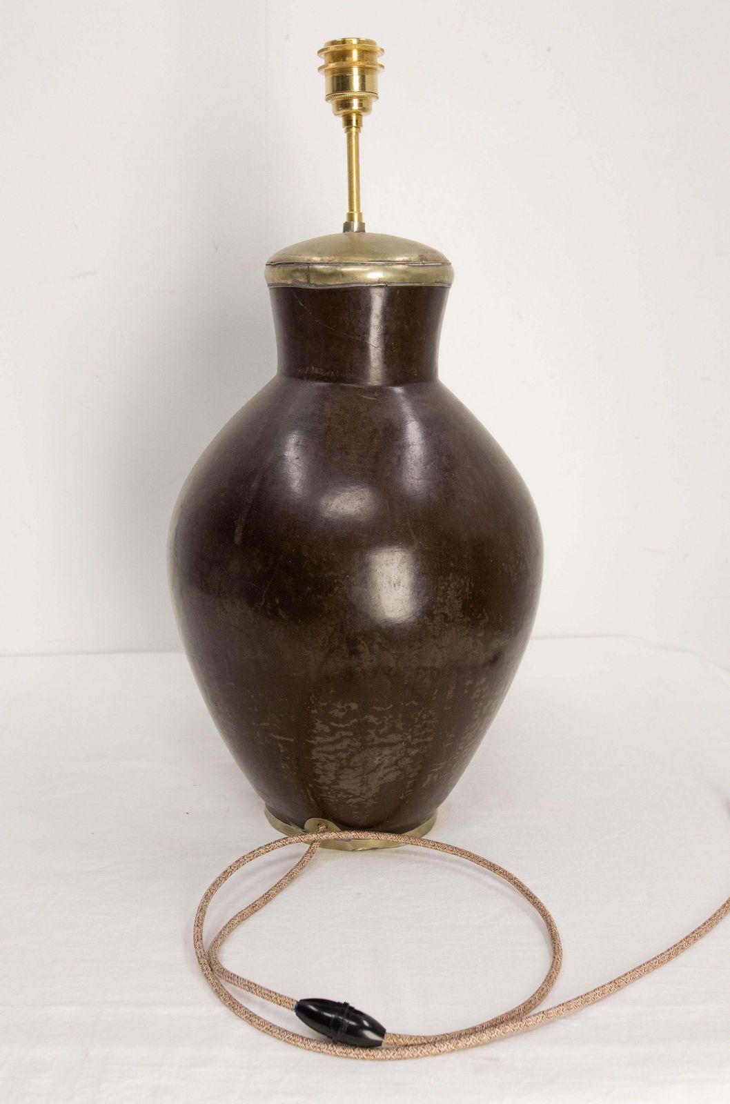 Terracotta Tadelakt Finishing Brown Table Lamp Circa 1970, Morocco photo vinterior