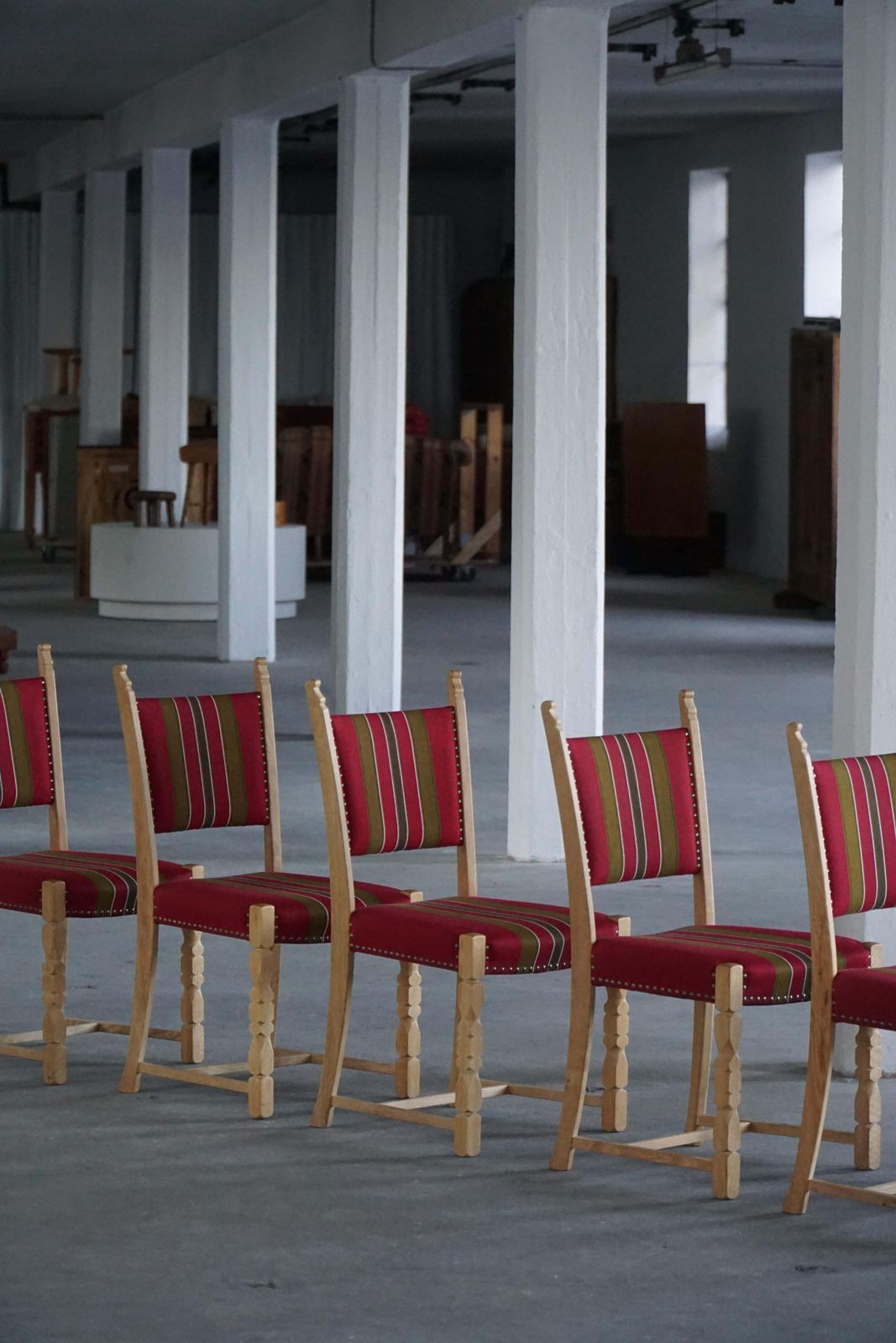 photo for sale Danish Mid Century Modern, Set Of 6 Oak Dining Chairs, Henning Kjærnulf, 1960s