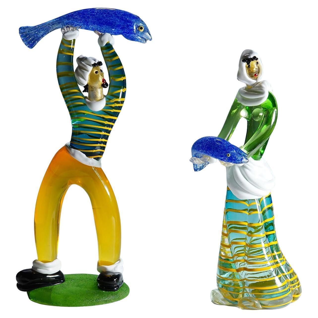 Vintage Murano Glassculpturen Van Anzolo Fuga Voor A.Ve.M., Ca. Jaren 1950