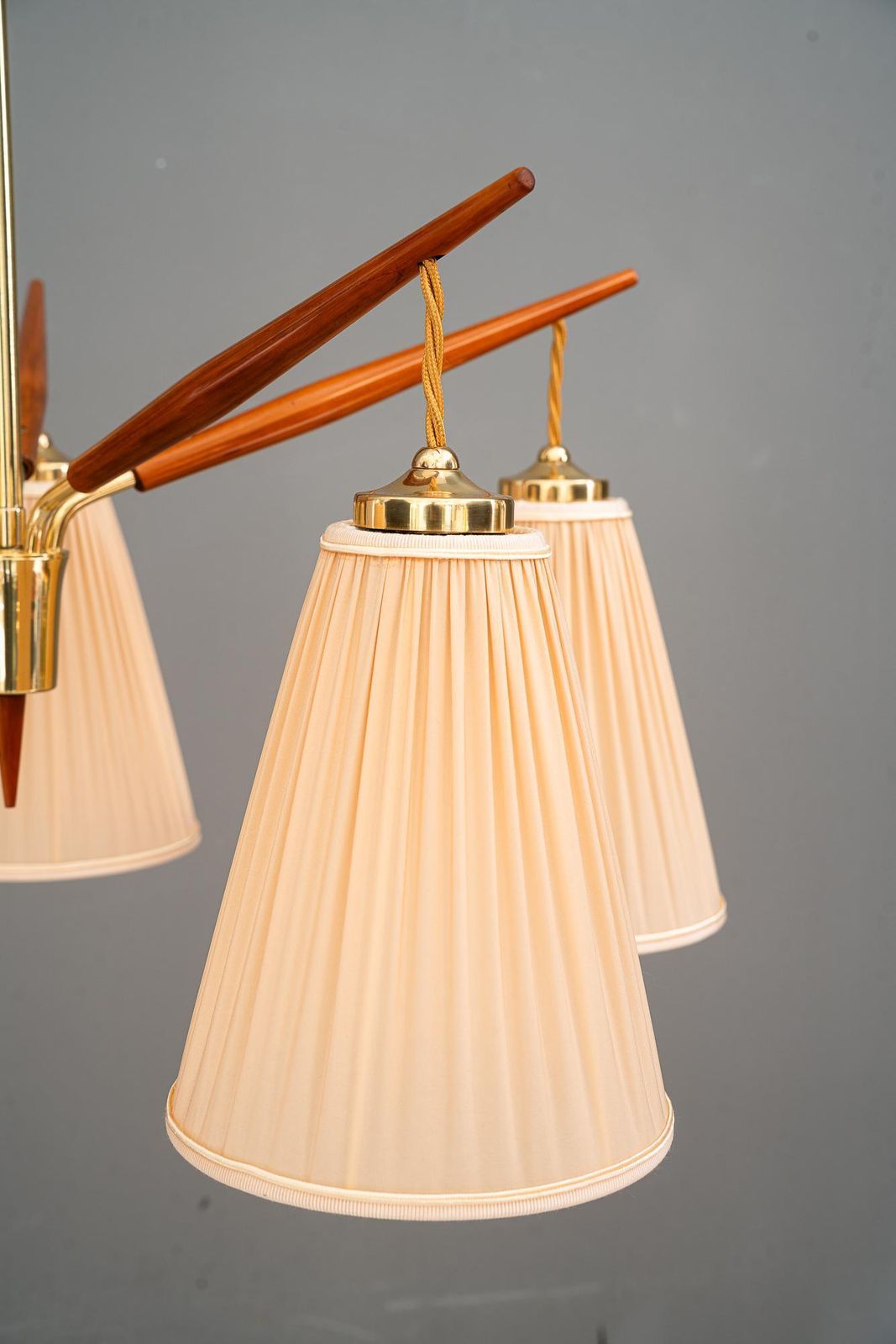 Rupert Nikoll Chandelier With Fabric Shades Vienna Around 1950s photo Lighting