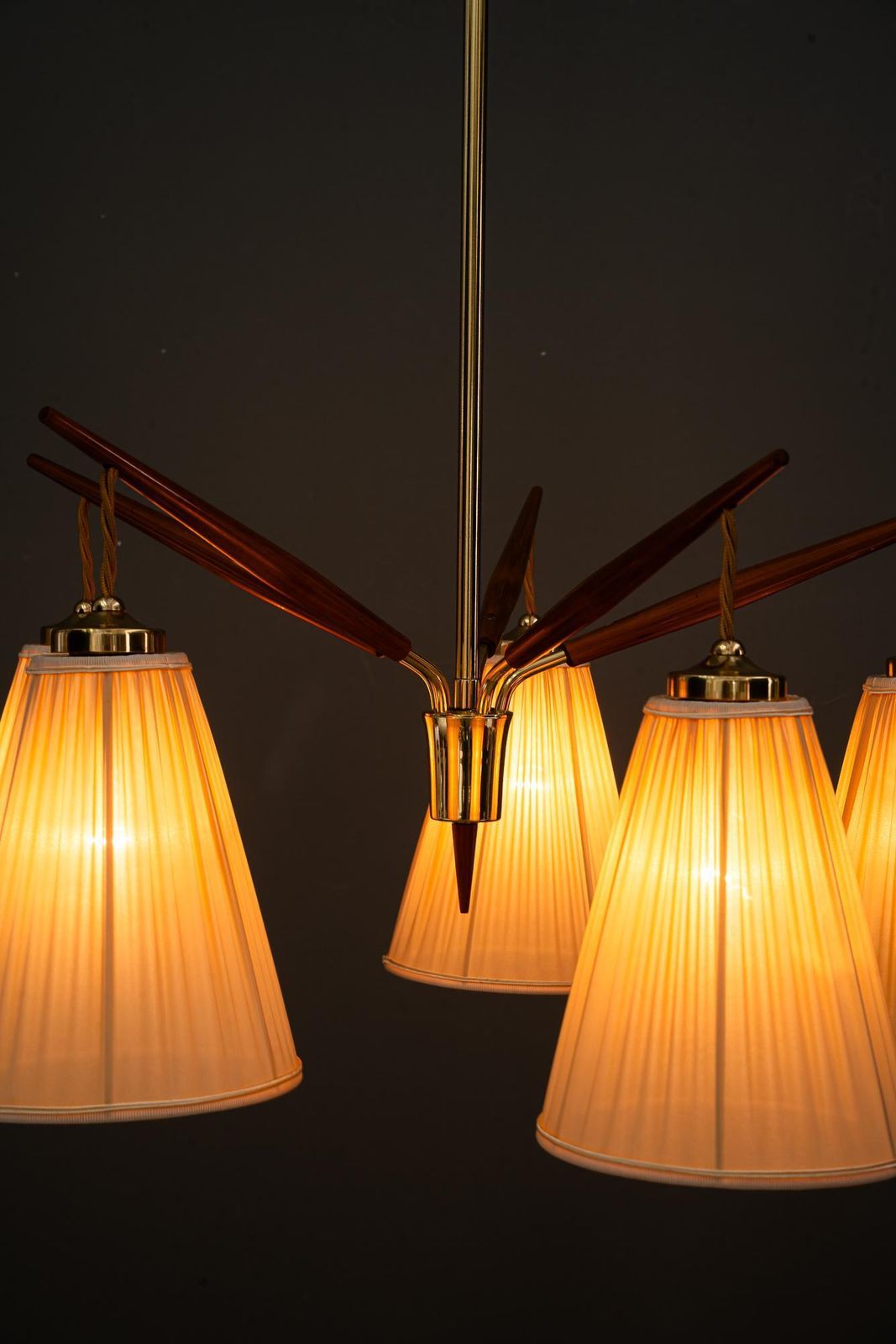 1942.0 Rupert Nikoll Chandelier With Fabric Shades Vienna Around 1950s photo