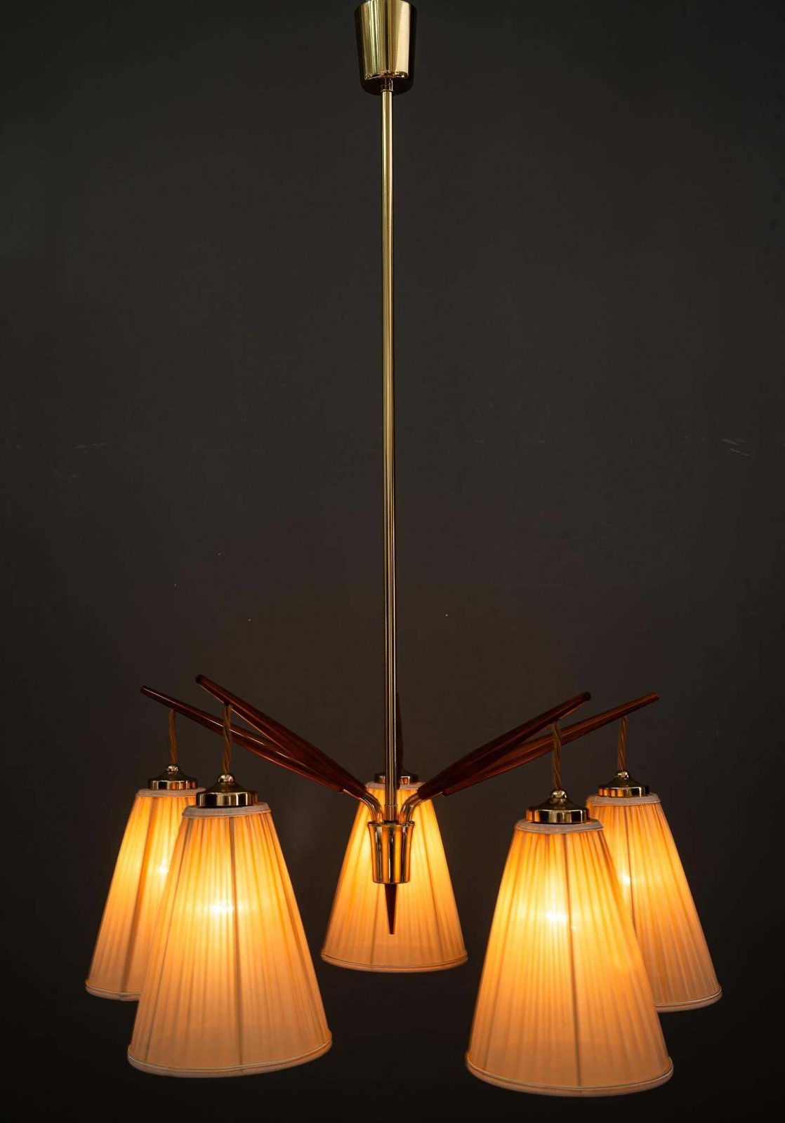 photo vinterior Rupert Nikoll Chandelier With Fabric Shades Vienna Around 1950s