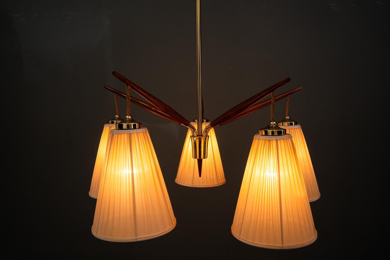 photo buy Rupert Nikoll Chandelier With Fabric Shades Vienna Around 1950s