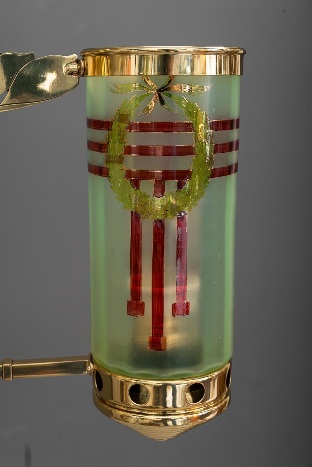 4435.0 Jugendstil Chandelier With Original Painted Opaline Glass Vienna Around 1908 photo