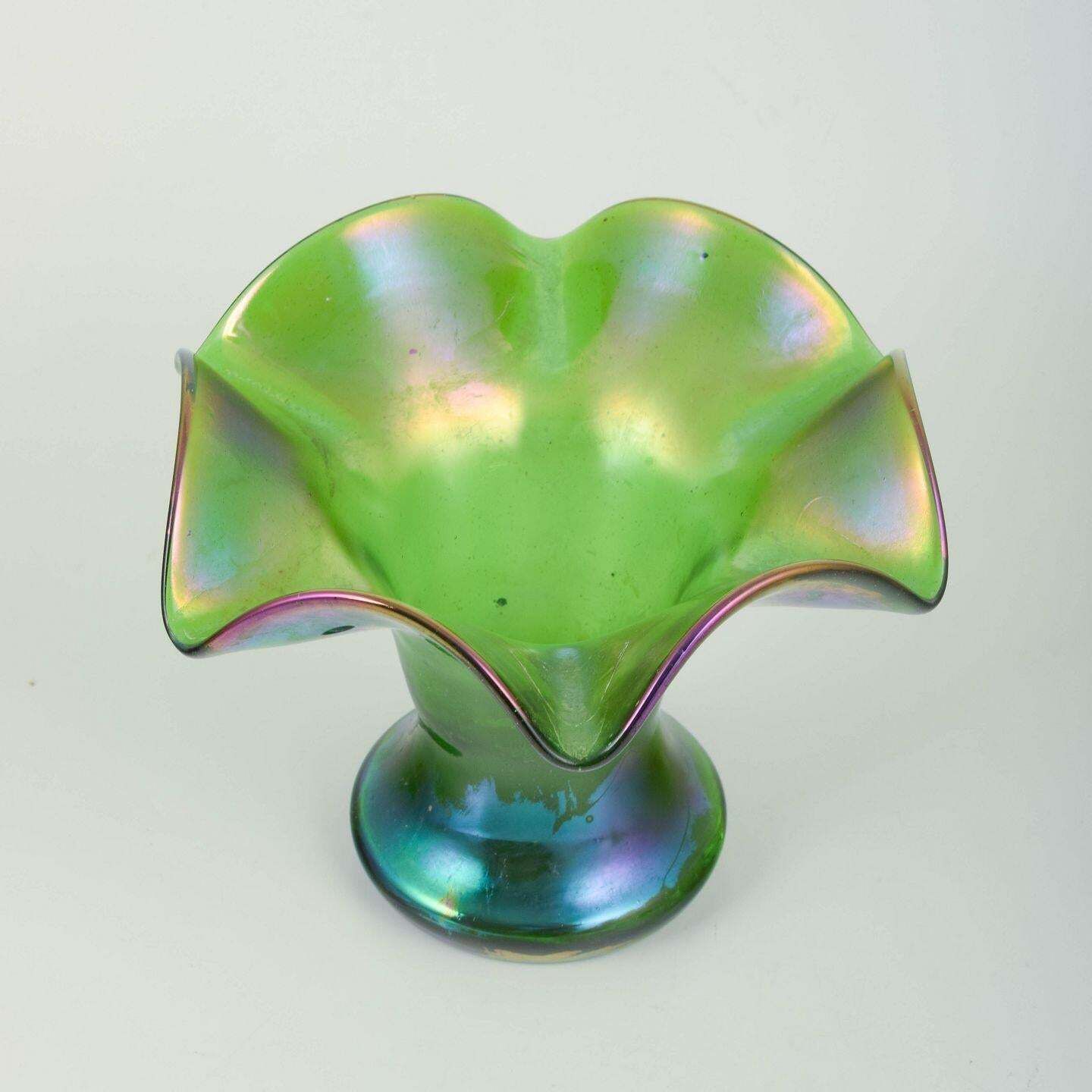 Bohemia, Attributed To Loetz. Green Glass Vase With Iridescent Surface. C. 1900 photo furniture