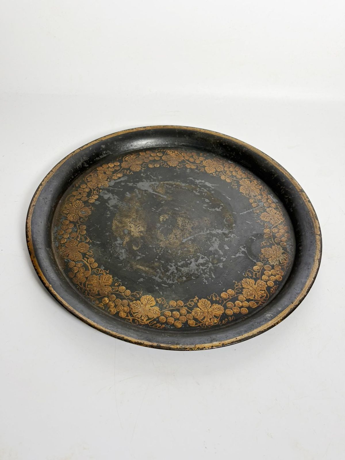 Pair Of Black Trays, Hand Painted. Napoleon III Style, France, 1950 photo 470.0