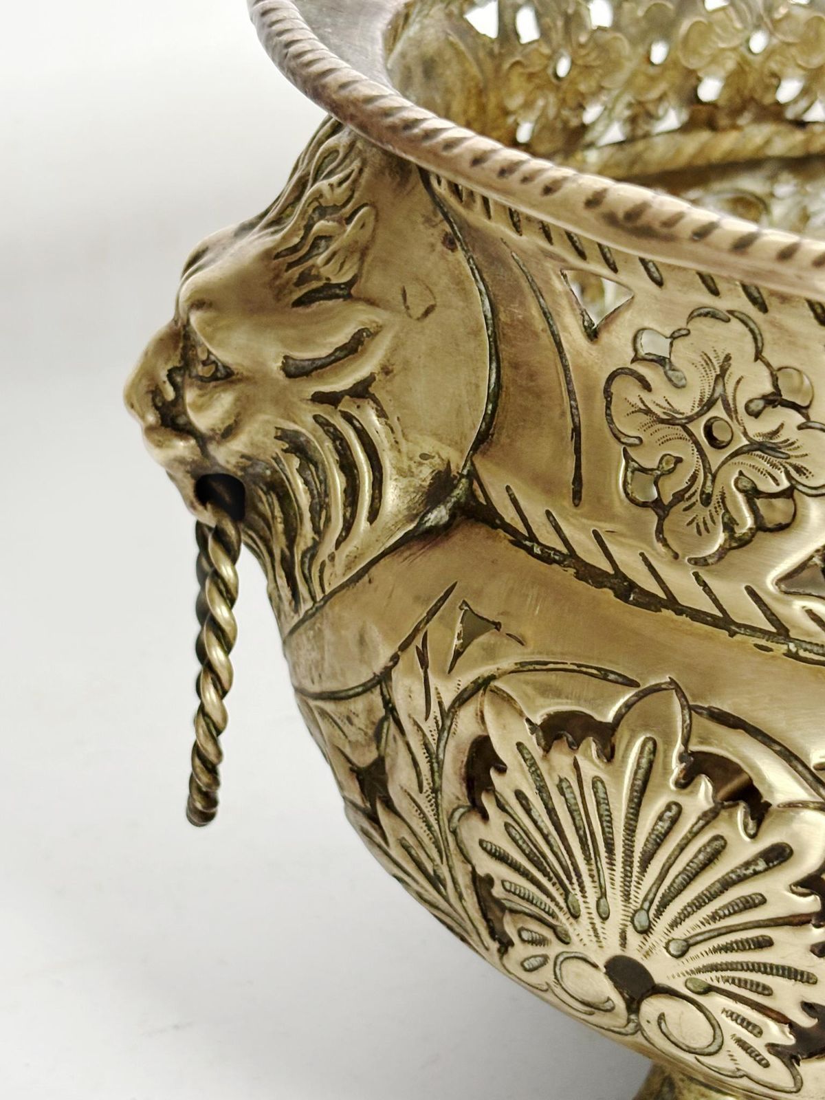 Brass Planter Decorated With A Lion's Head And Paws, France, 1960 photo buy